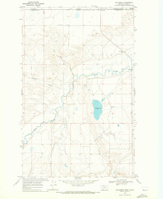 Classic USGS Del Bonita Montana 7.5'x7.5' Topo Map Image