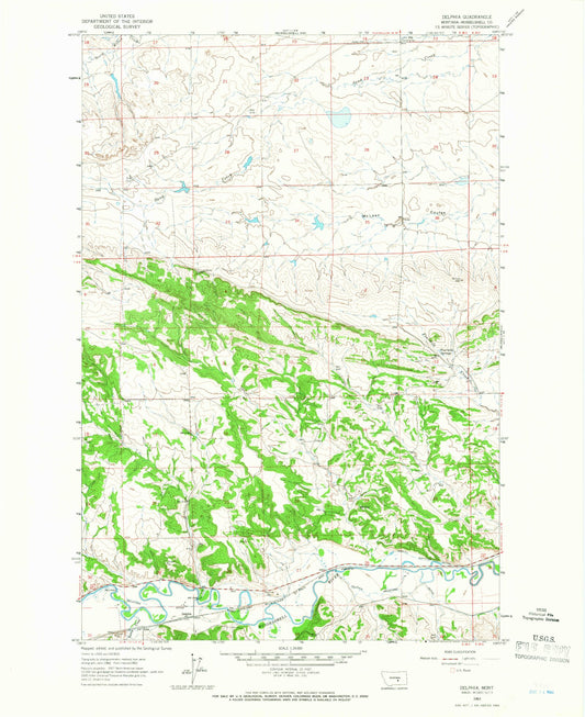 Classic USGS Delphia Montana 7.5'x7.5' Topo Map Image
