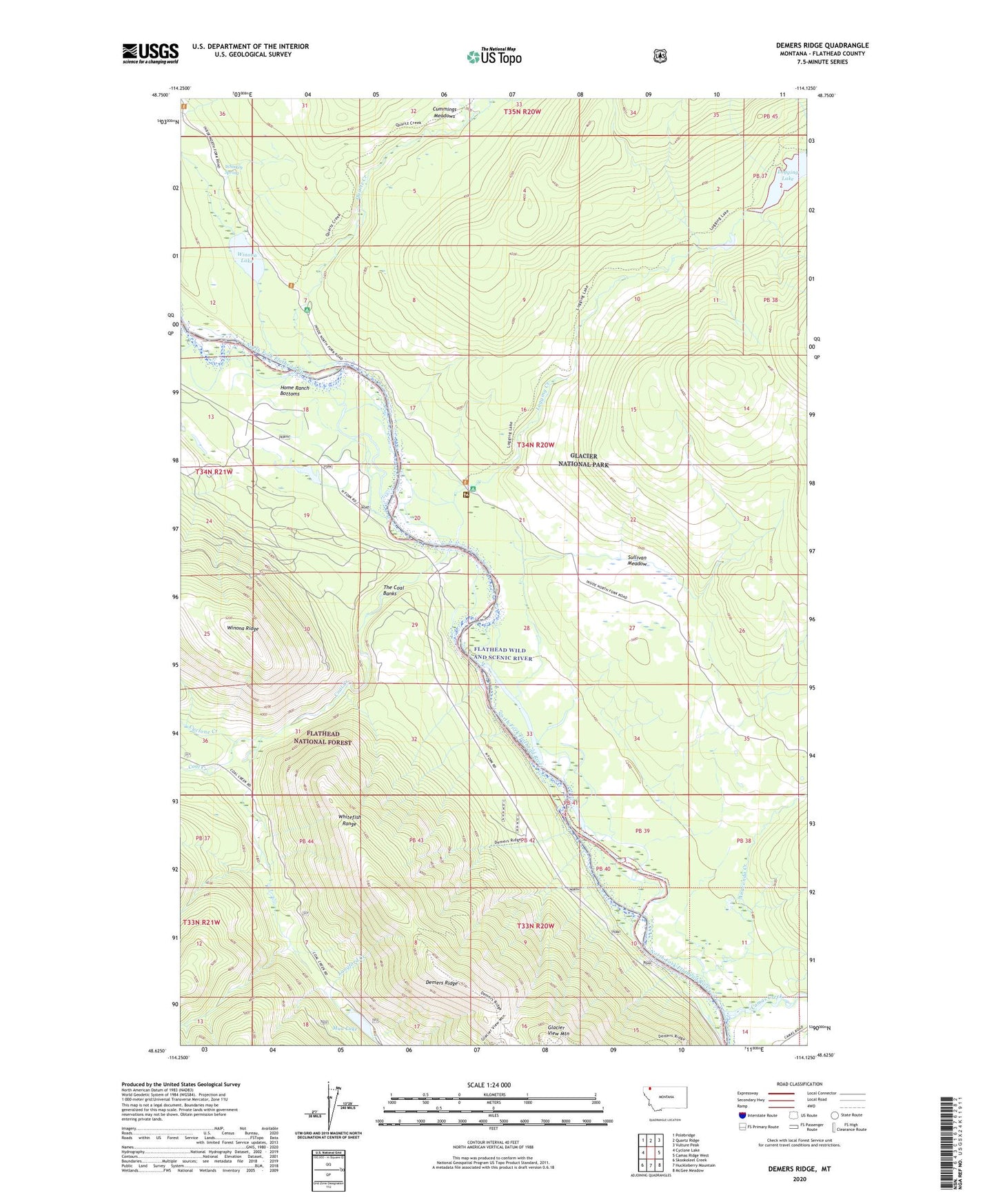 Demers Ridge Montana US Topo Map Image