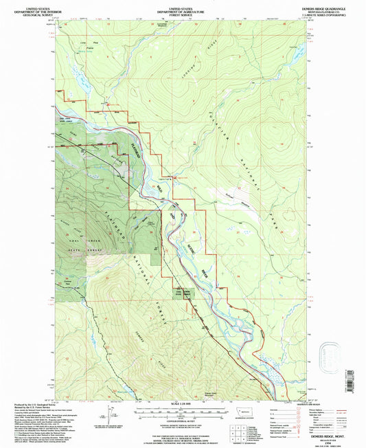Classic USGS Demers Ridge Montana 7.5'x7.5' Topo Map Image