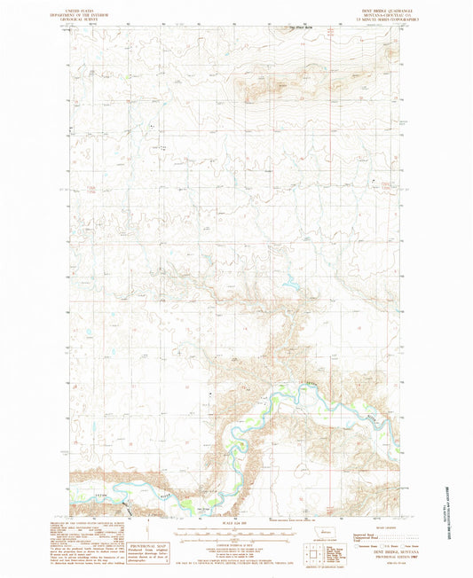Classic USGS Dent Bridge Montana 7.5'x7.5' Topo Map Image