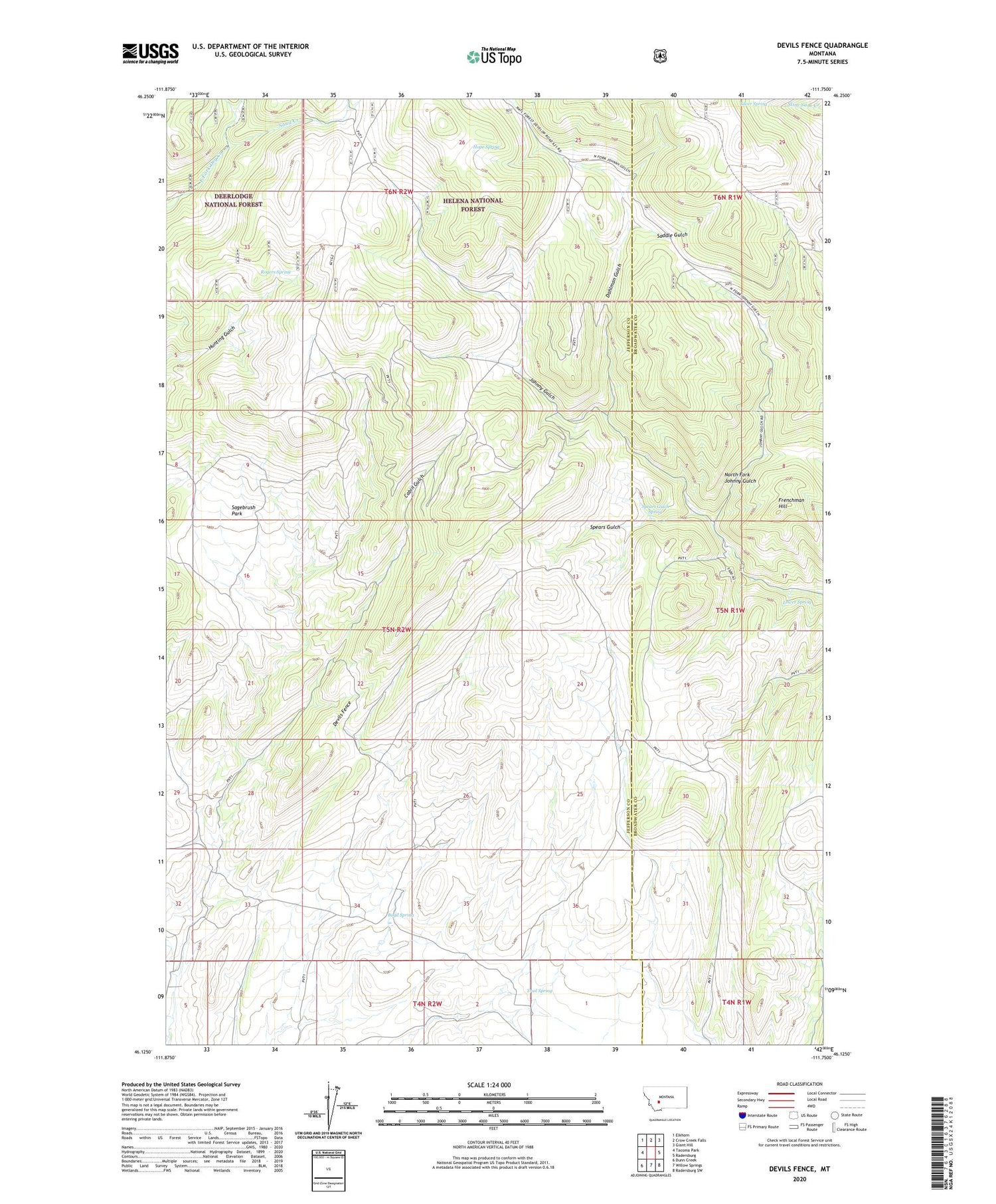 Devils Fence Montana US Topo Map Image