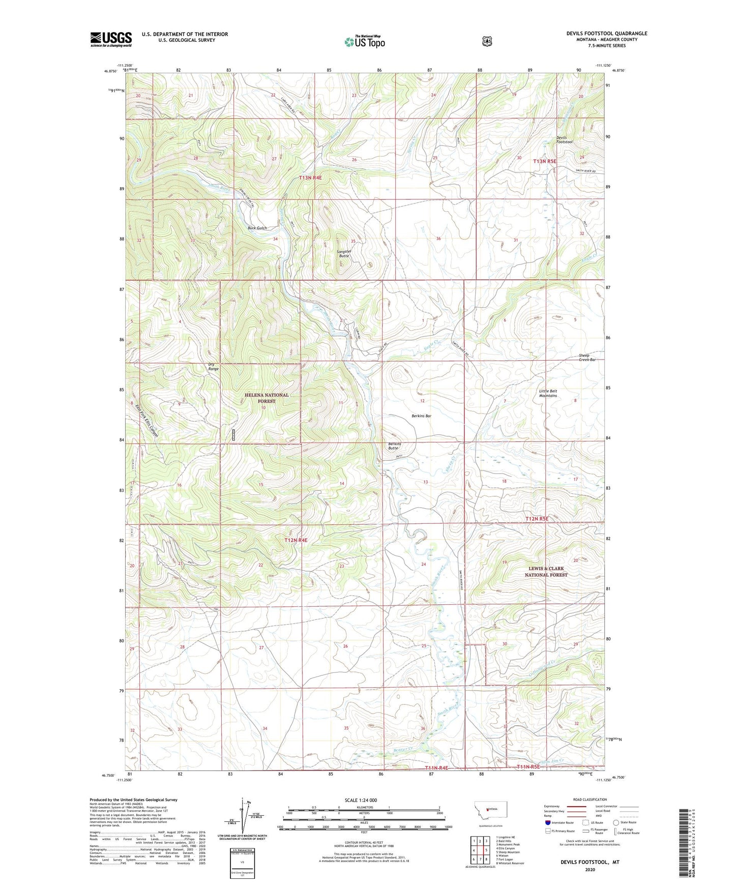Devils Footstool Montana US Topo Map Image