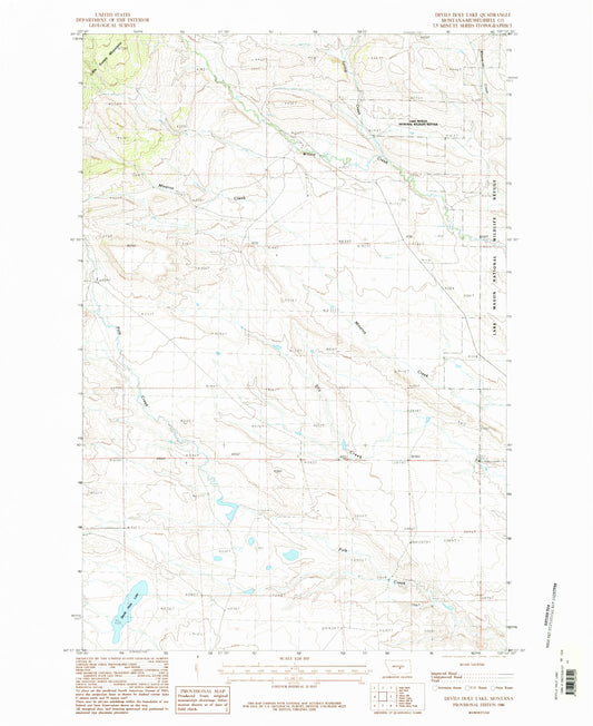 Classic USGS Devils Hole Lake Montana 7.5'x7.5' Topo Map Image