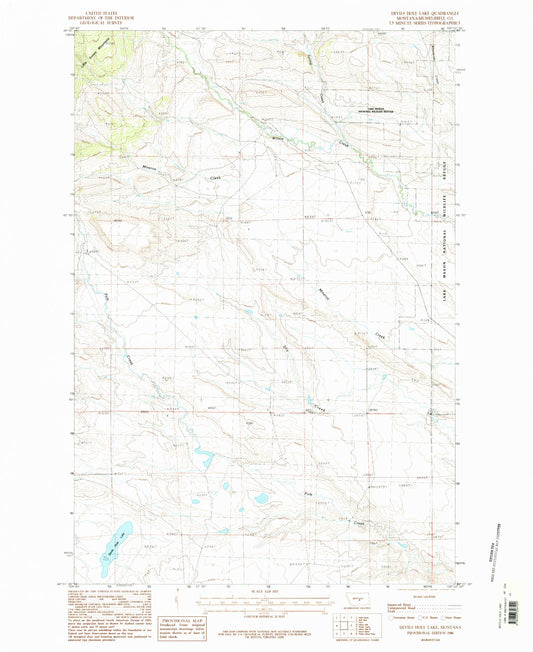 Classic USGS Devils Hole Lake Montana 7.5'x7.5' Topo Map Image