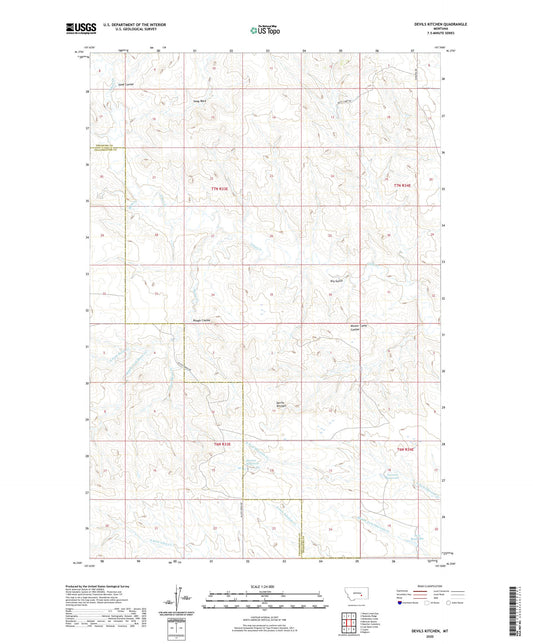 Devils Kitchen Montana US Topo Map Image