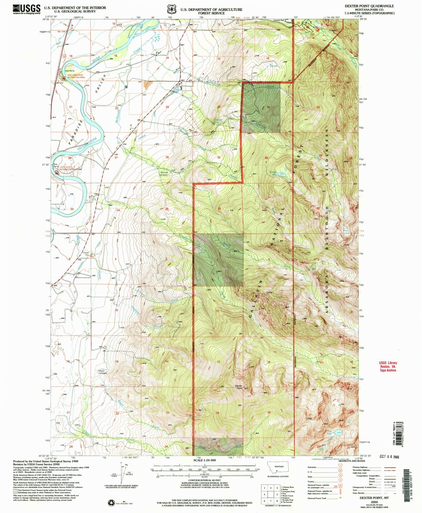 Classic USGS Dexter Point Montana 7.5'x7.5' Topo Map Image
