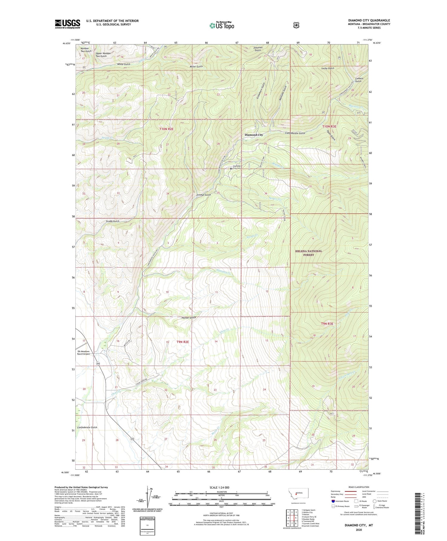 Diamond City Montana US Topo Map Image