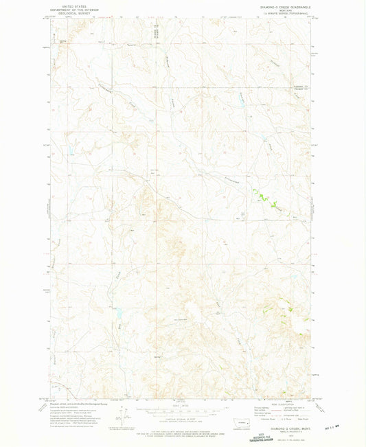 Classic USGS Diamond G Creek Montana 7.5'x7.5' Topo Map Image