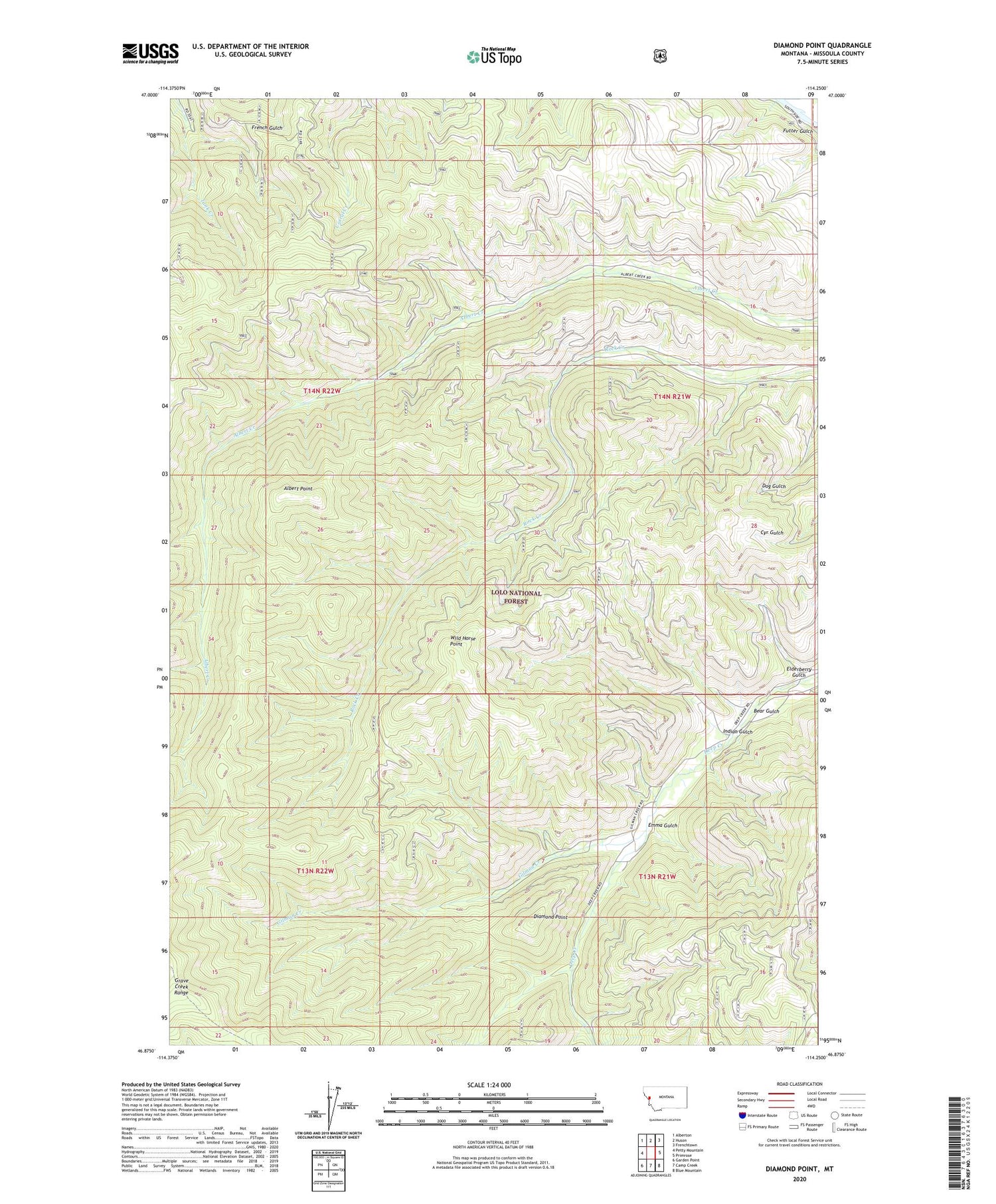 Diamond Point Montana US Topo Map Image