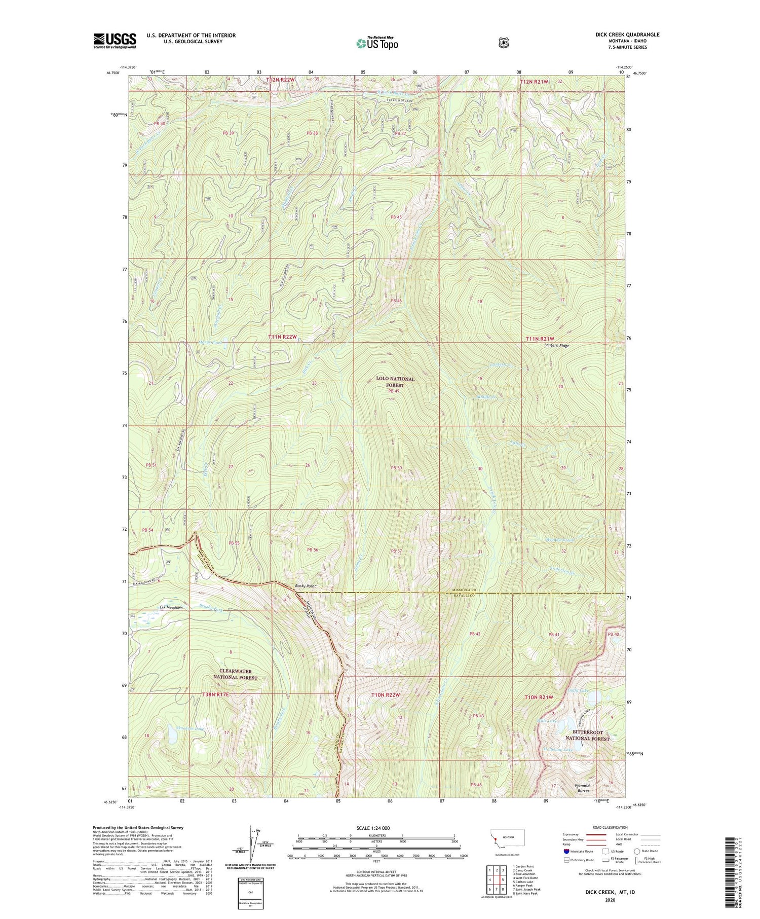 Dick Creek Montana US Topo Map Image