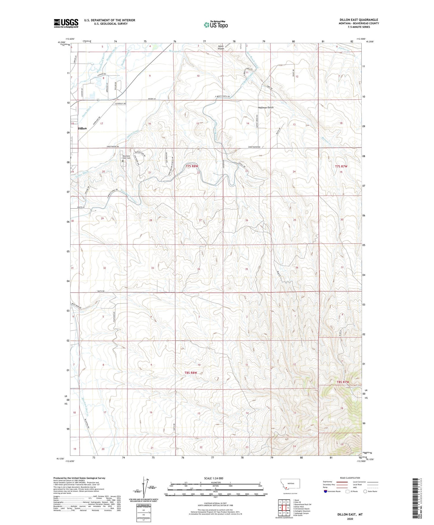 Dillon East Montana US Topo Map Image