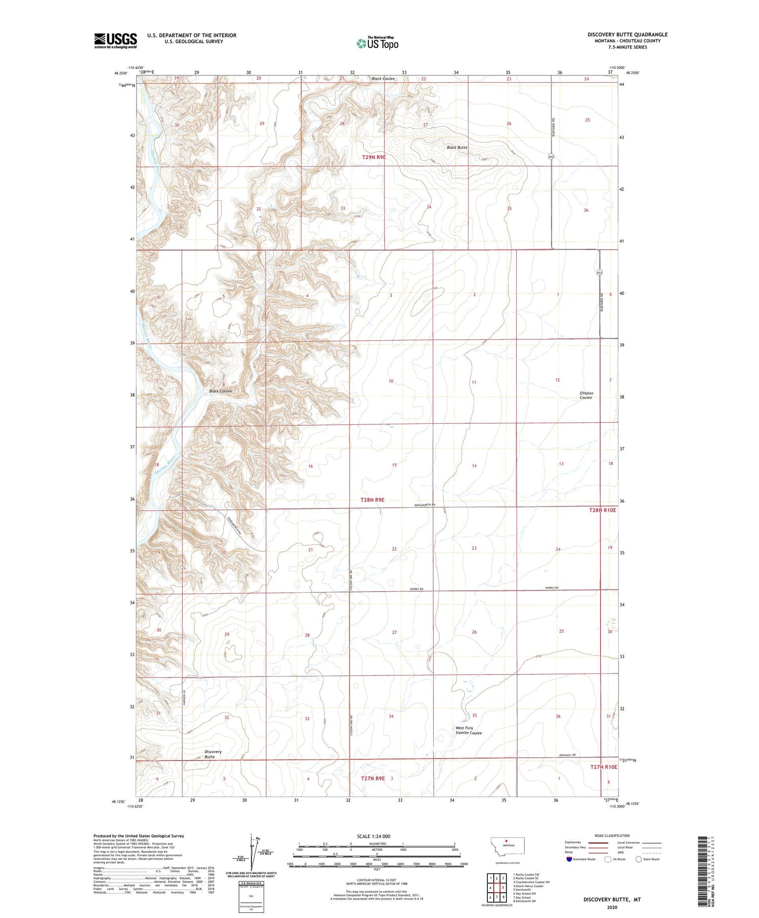 Discovery Butte Montana US Topo Map Image