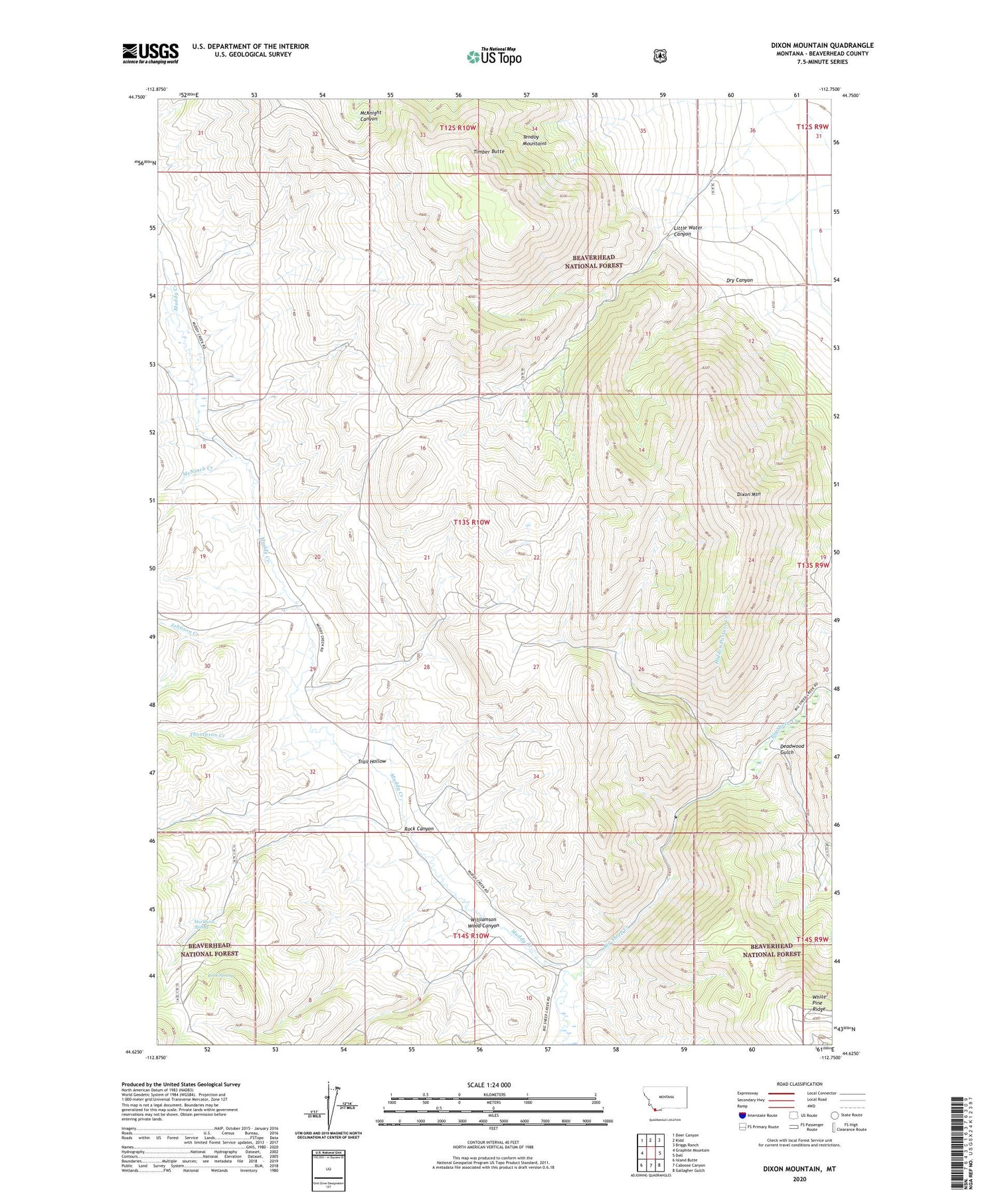 Dixon Mountain Montana US Topo Map Image