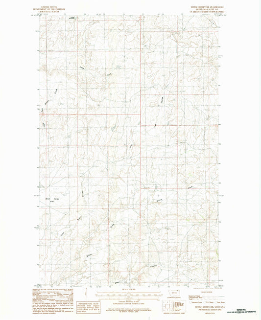 Classic USGS Dodge Reservoir Montana 7.5'x7.5' Topo Map Image