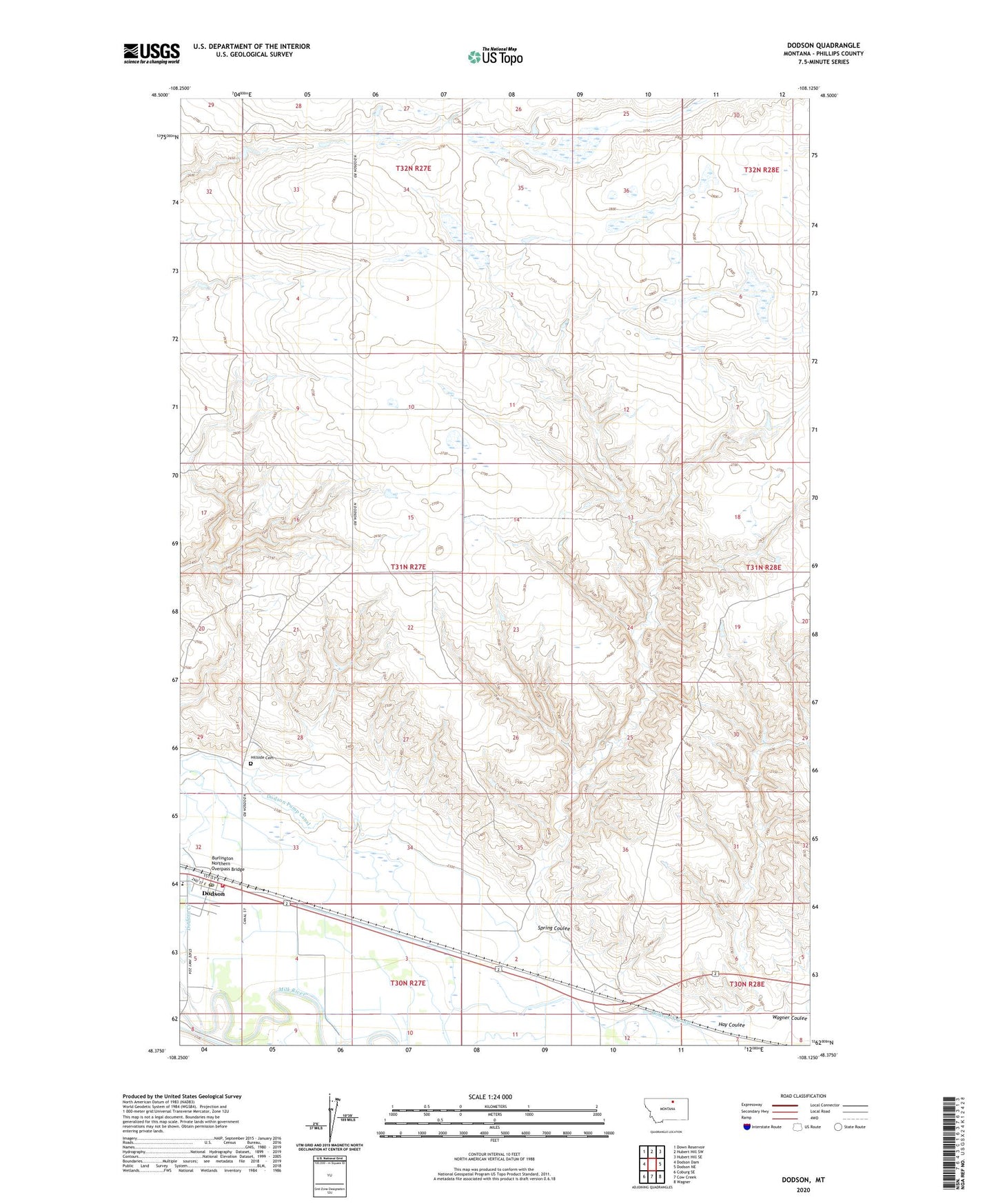 Dodson Montana US Topo Map Image