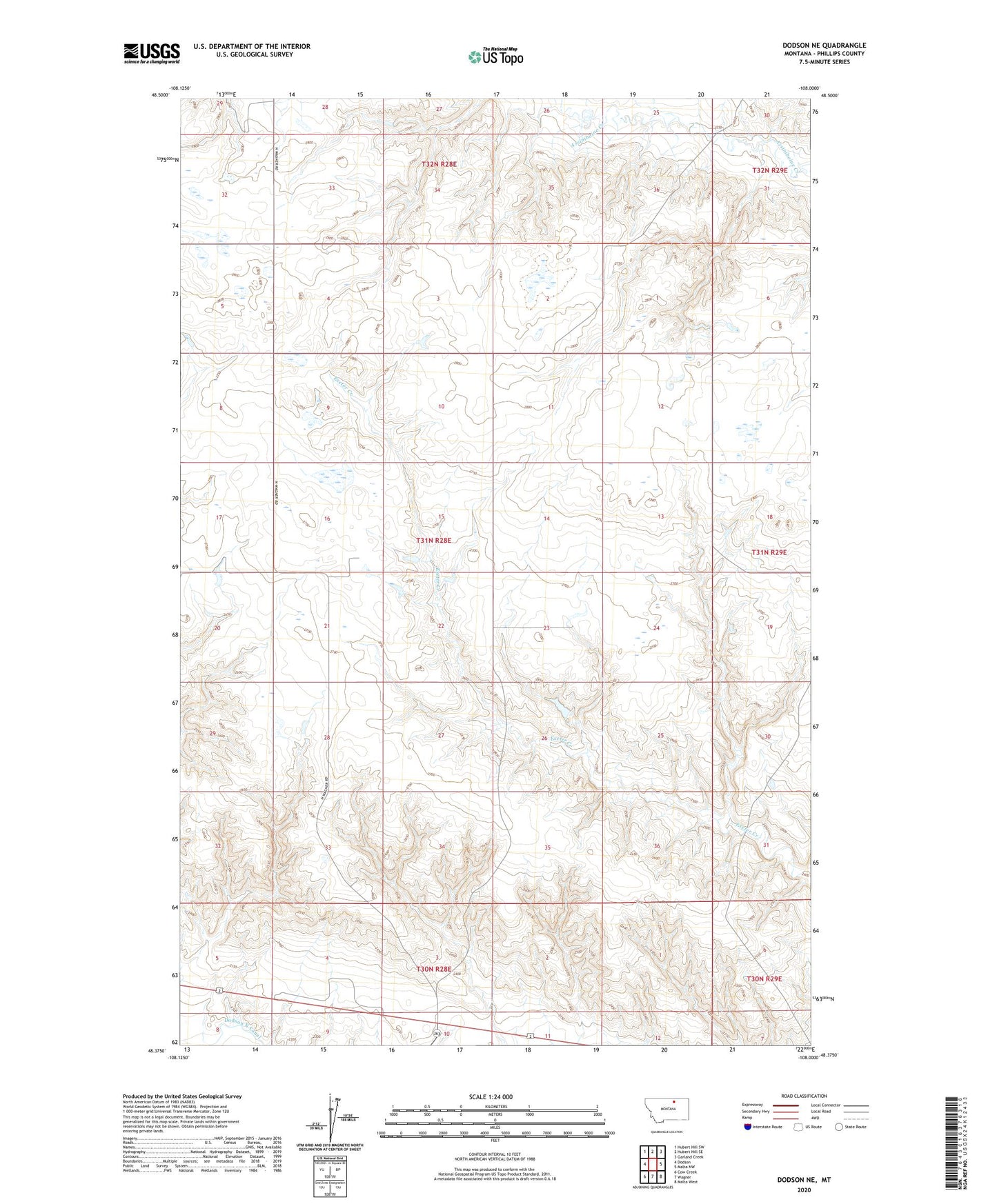 Dodson NE Montana US Topo Map Image