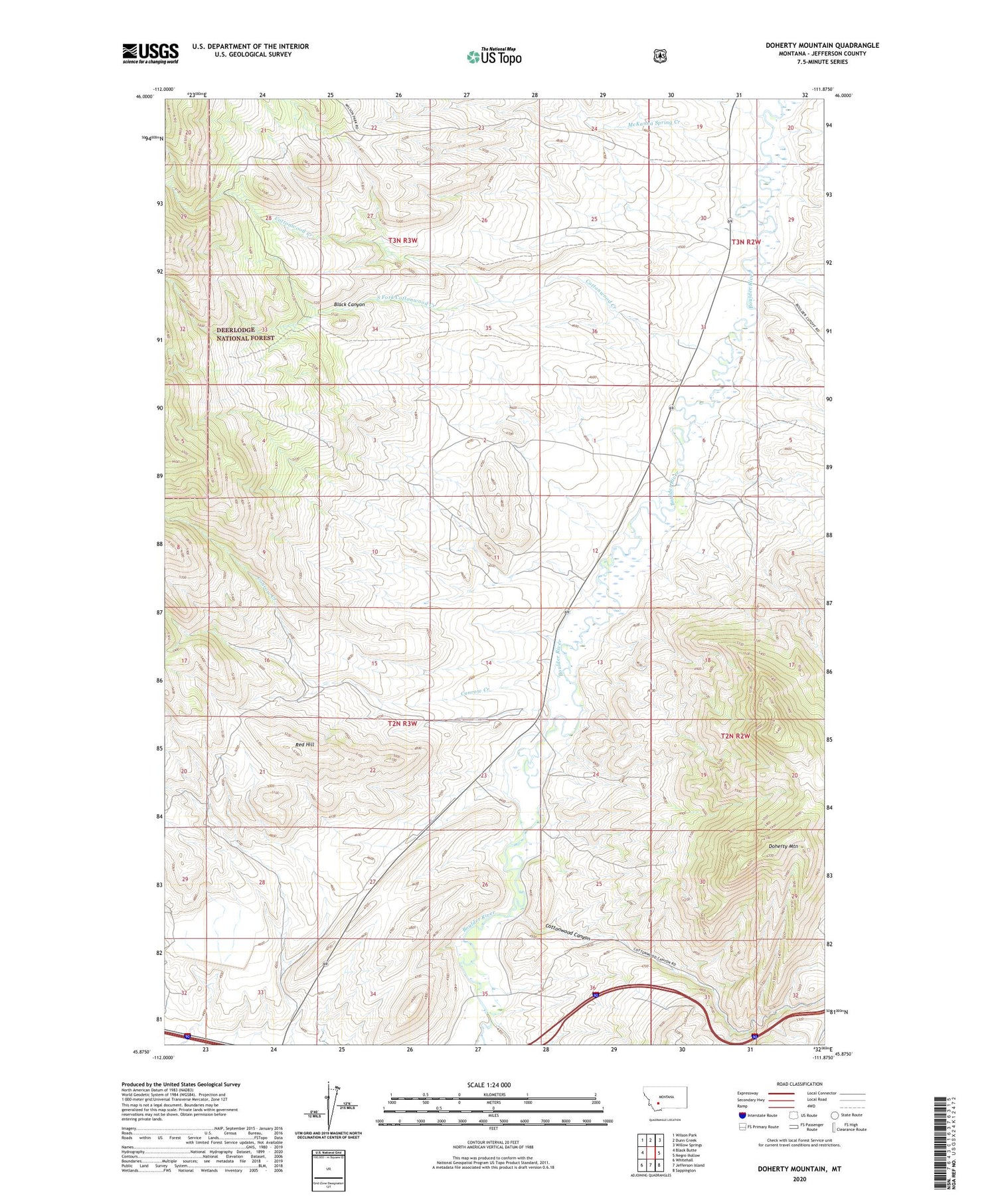 Doherty Mountain Montana US Topo Map Image