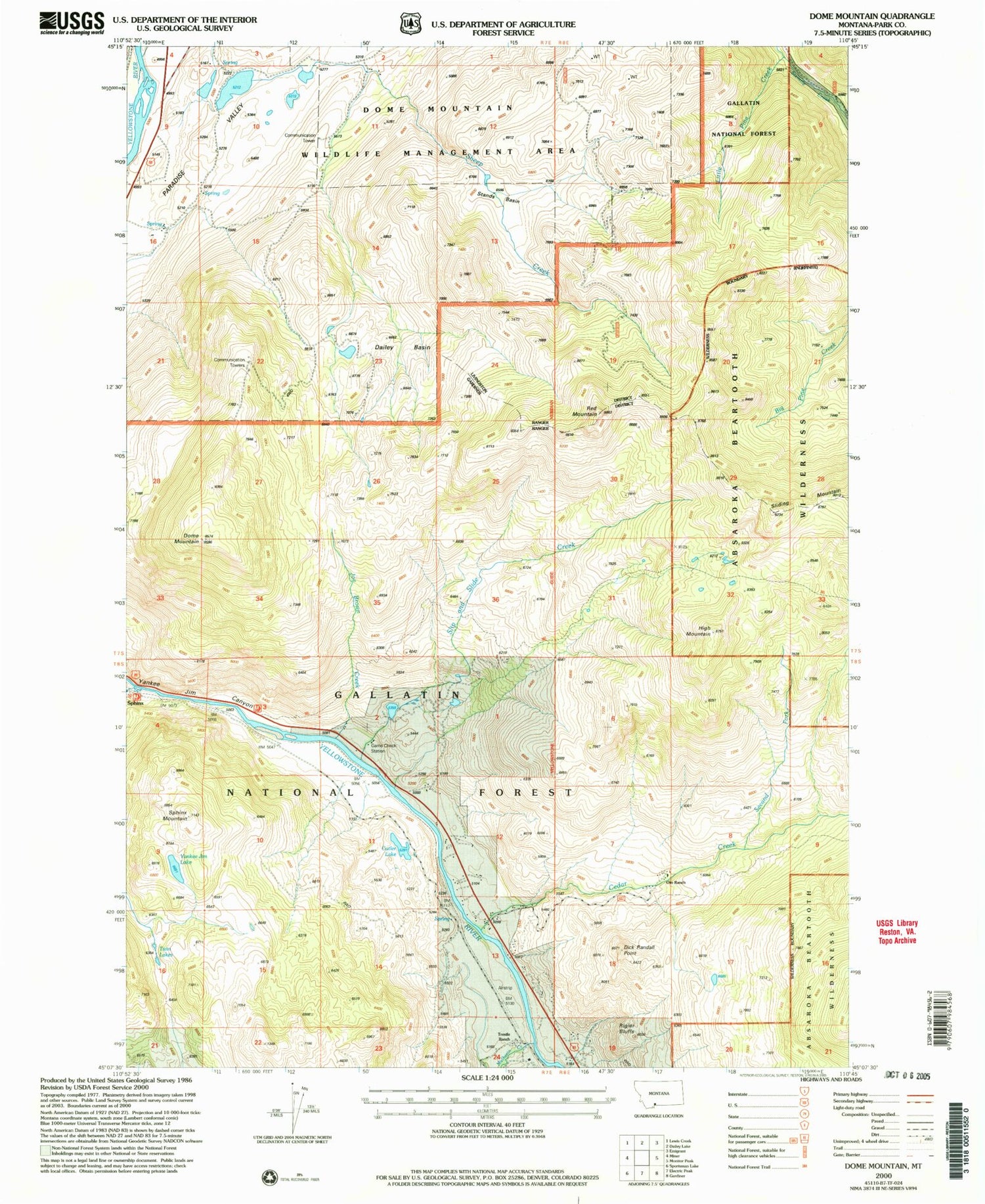 Classic USGS Dome Mountain Montana 7.5'x7.5' Topo Map Image