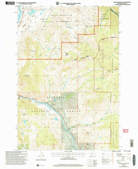 Classic USGS Dome Mountain Montana 7.5'x7.5' Topo Map Image
