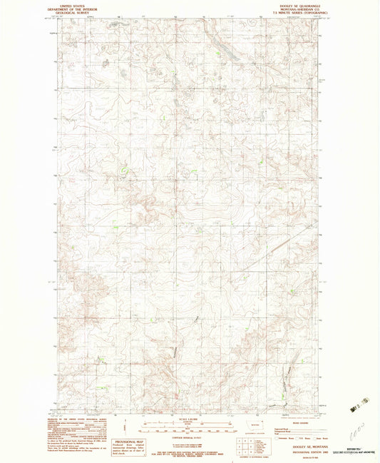 Classic USGS Dooley SE Montana 7.5'x7.5' Topo Map Image