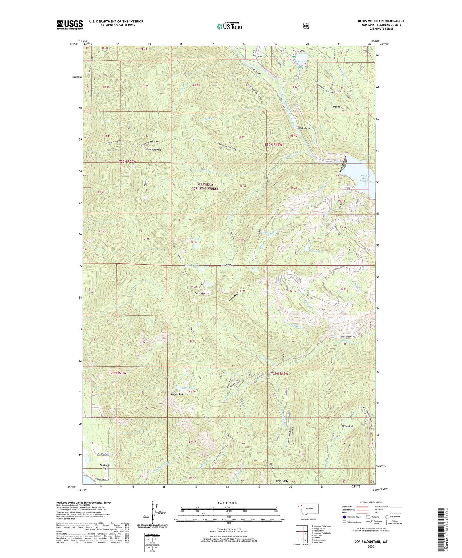 Doris Mountain Montana US Topo Map Image