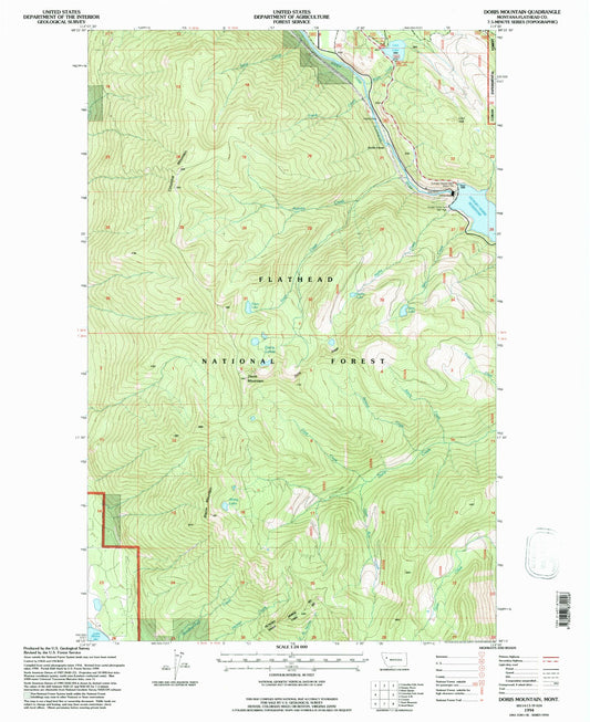 Classic USGS Doris Mountain Montana 7.5'x7.5' Topo Map Image