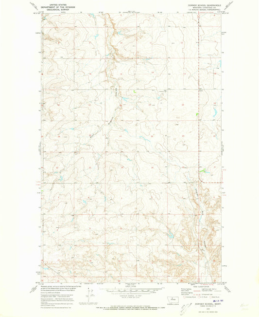 Classic USGS Dorner School Montana 7.5'x7.5' Topo Map Image
