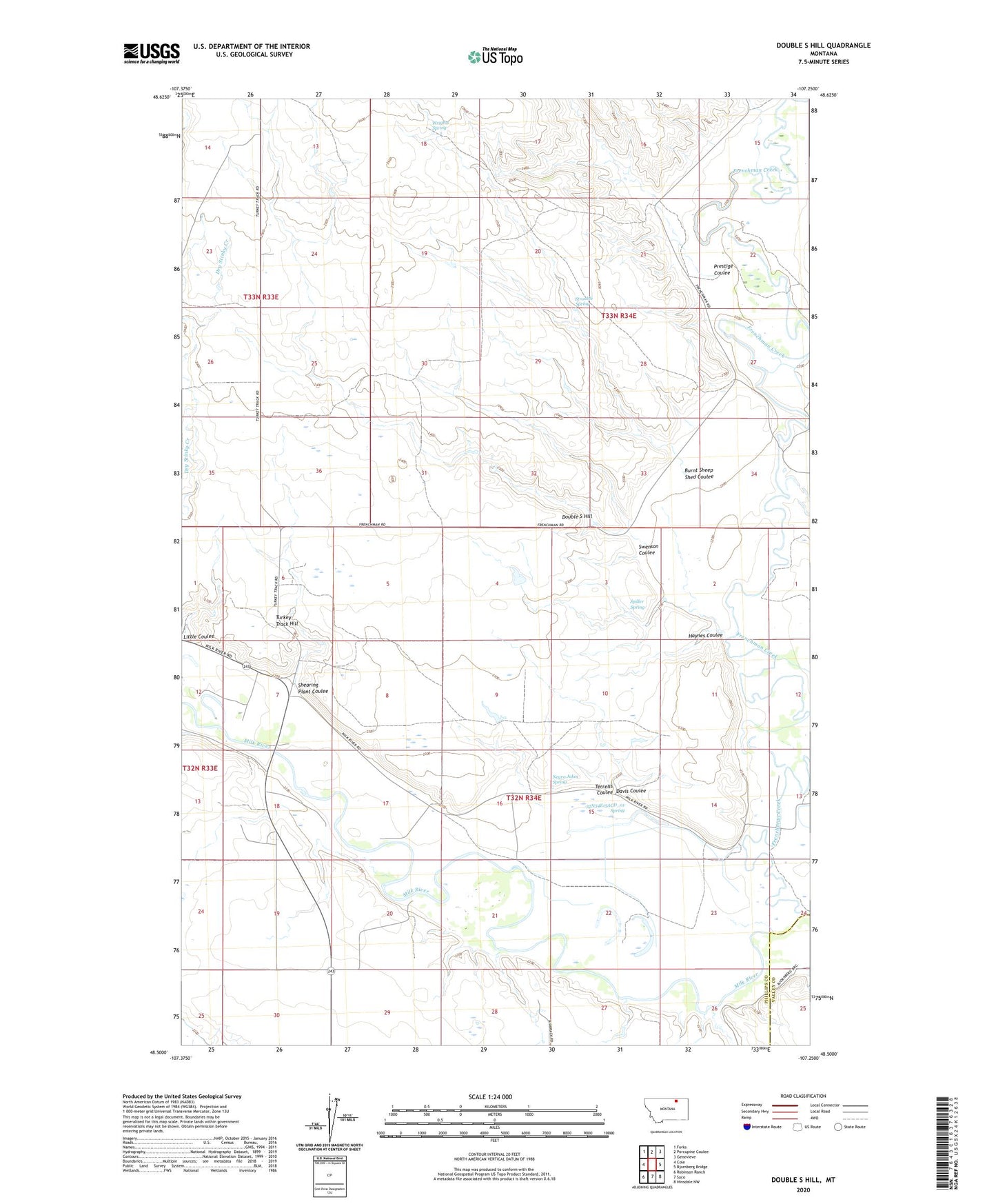 Double S Hill Montana US Topo Map Image