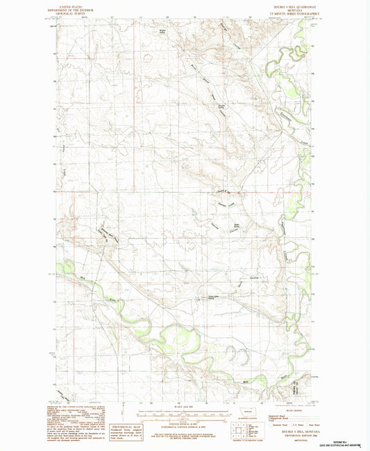 Classic USGS Double S Hill Montana 7.5'x7.5' Topo Map Image