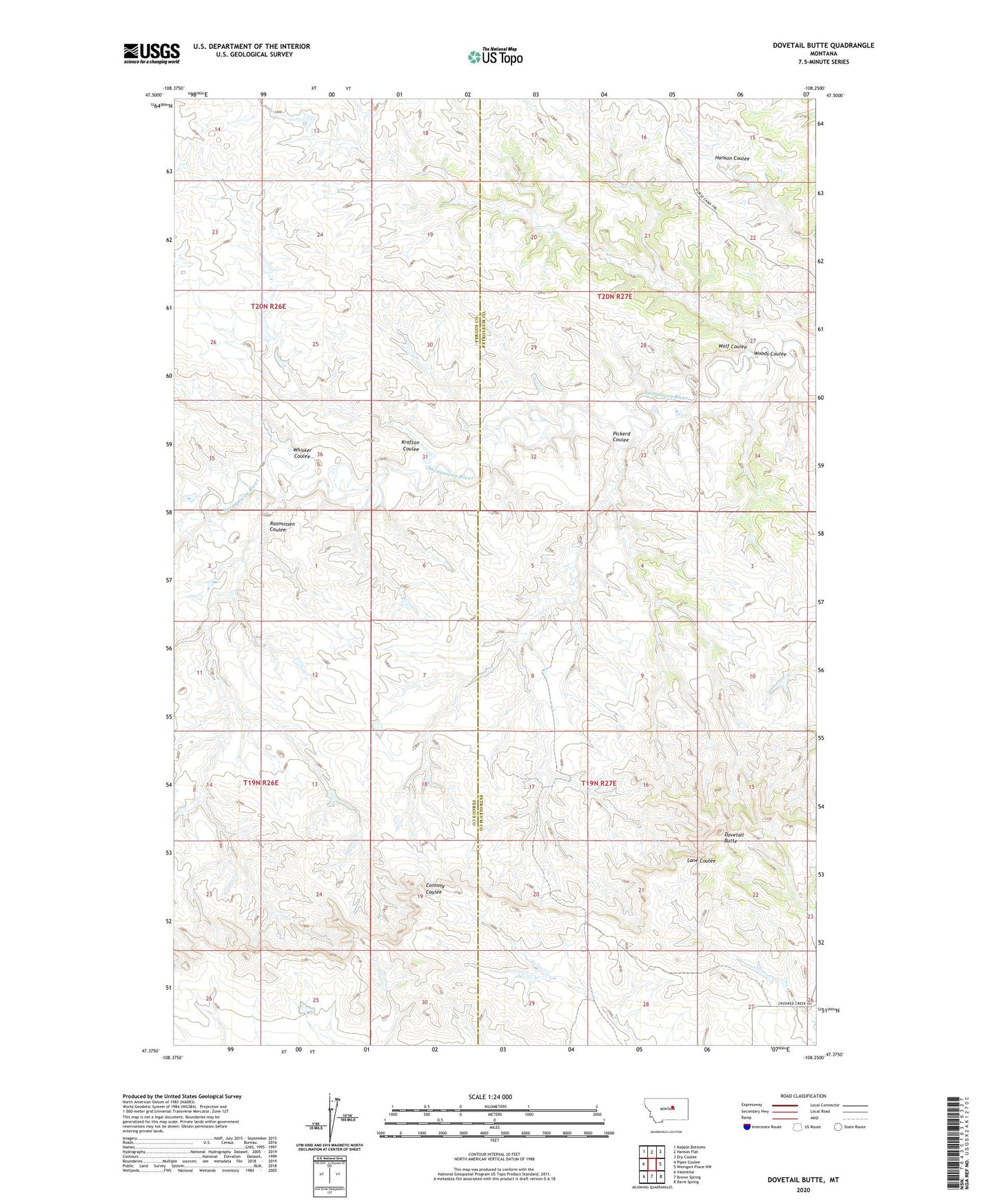 Dovetail Butte Montana US Topo Map Image