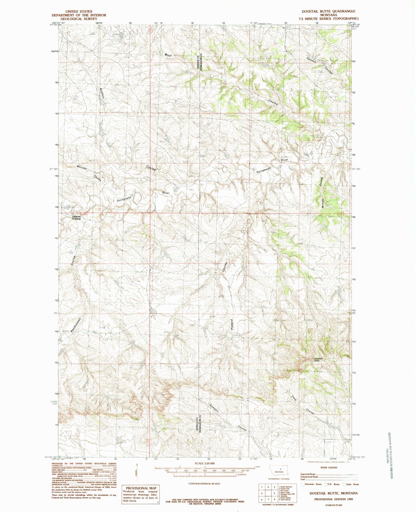 Classic USGS Dovetail Butte Montana 7.5'x7.5' Topo Map Image