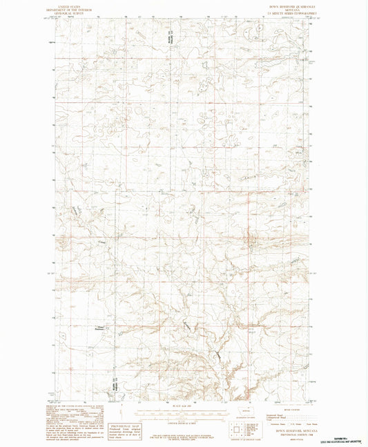 Classic USGS Down Reservoir Montana 7.5'x7.5' Topo Map Image