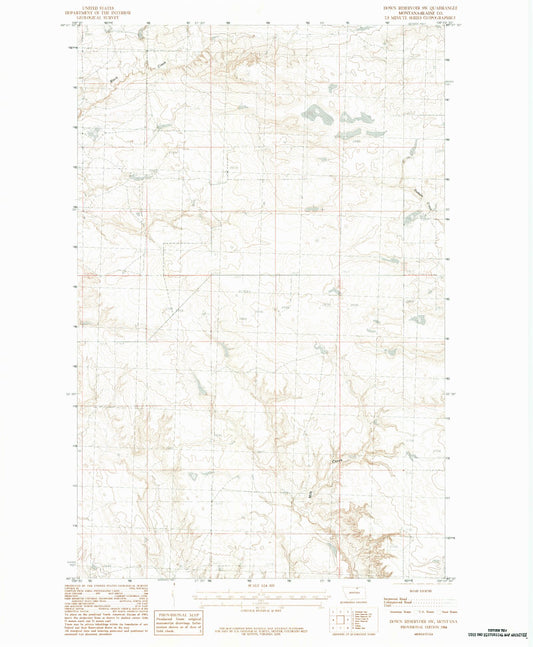 Classic USGS Down Reservoir SW Montana 7.5'x7.5' Topo Map Image