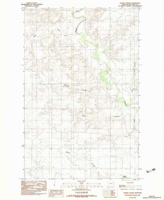 Classic USGS Dowse Coulee Montana 7.5'x7.5' Topo Map Image