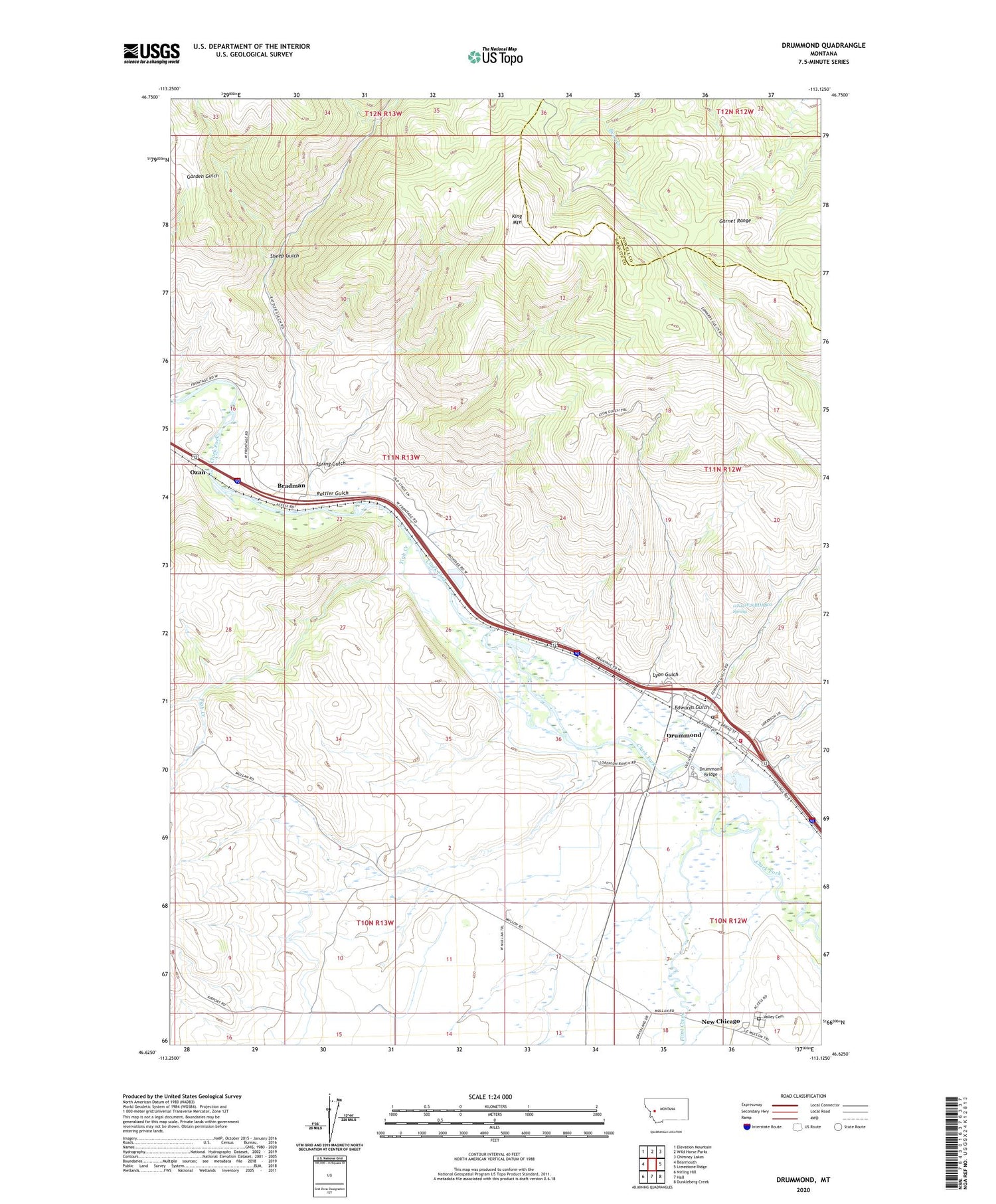 Drummond Montana US Topo Map Image