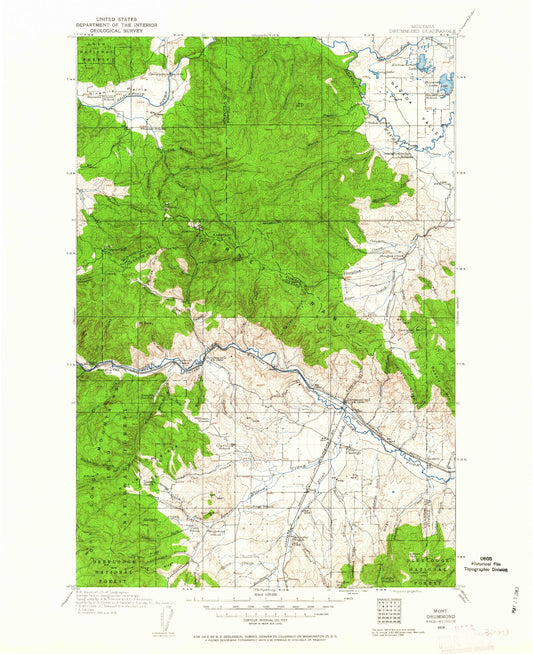 Historic 1919 Drummond Montana 30'x30' Topo Map Image