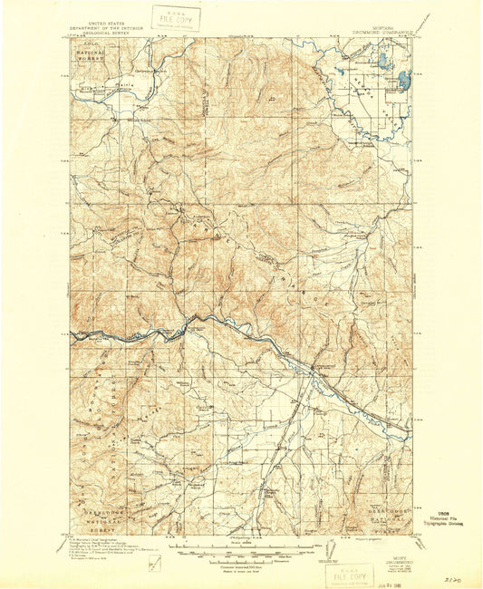 Historic 1921 Drummond Montana 30'x30' Topo Map Image
