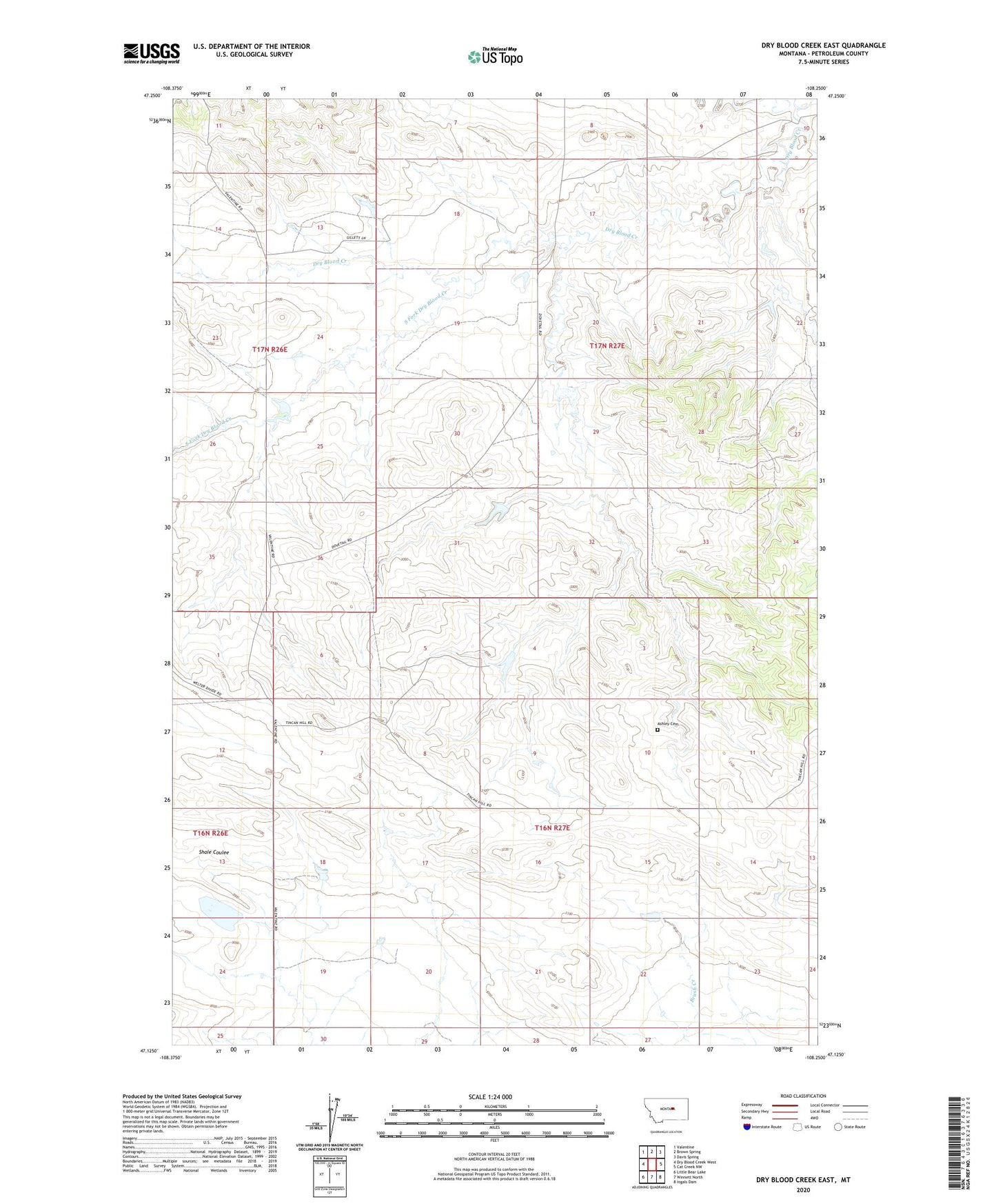 Dry Blood Creek East Montana US Topo Map Image