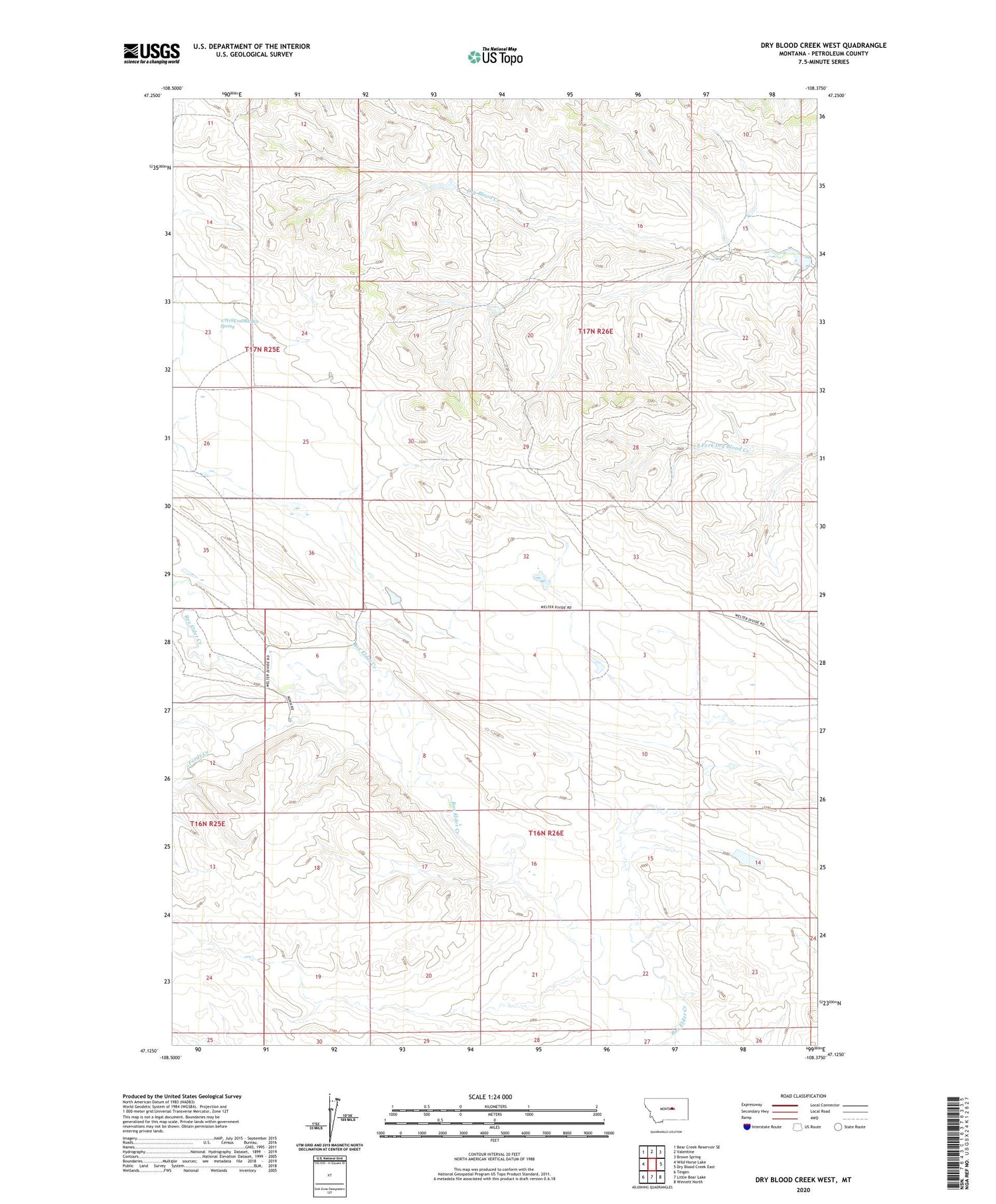 Dry Blood Creek West Montana US Topo Map Image