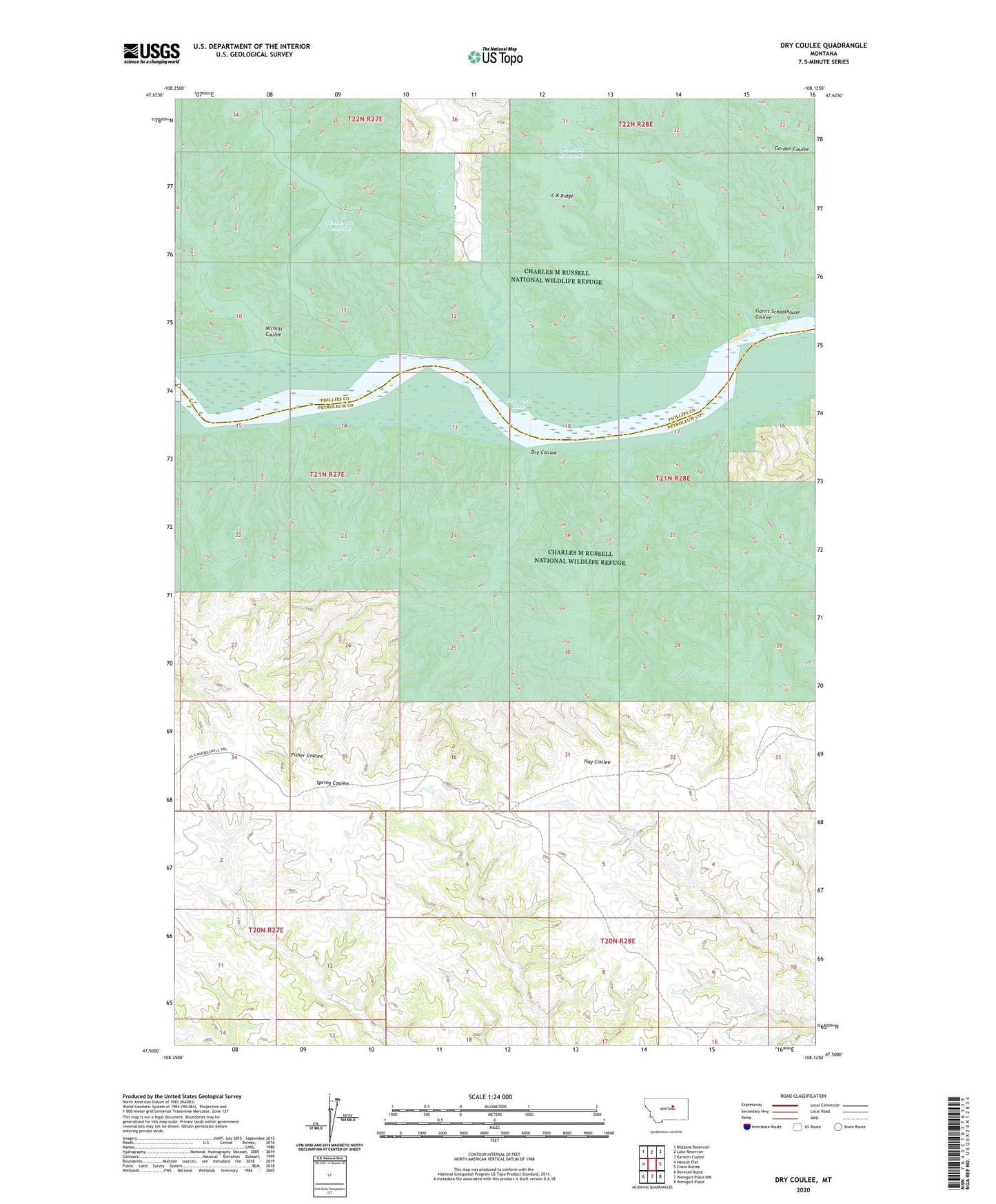 Dry Coulee Montana US Topo Map Image