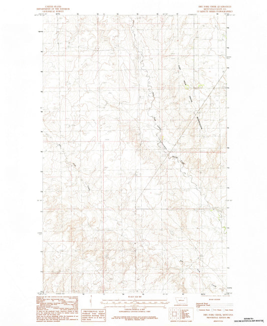 Classic USGS Dry Fork Creek Montana 7.5'x7.5' Topo Map Image