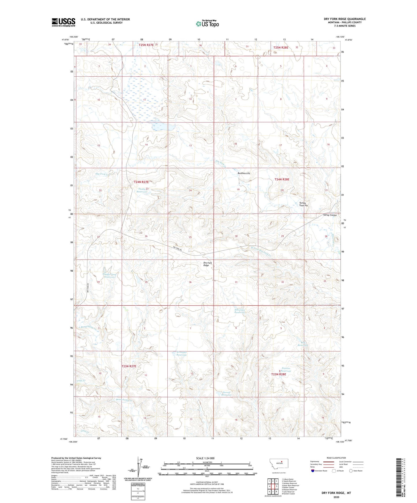 Dry Fork Ridge Montana US Topo Map Image