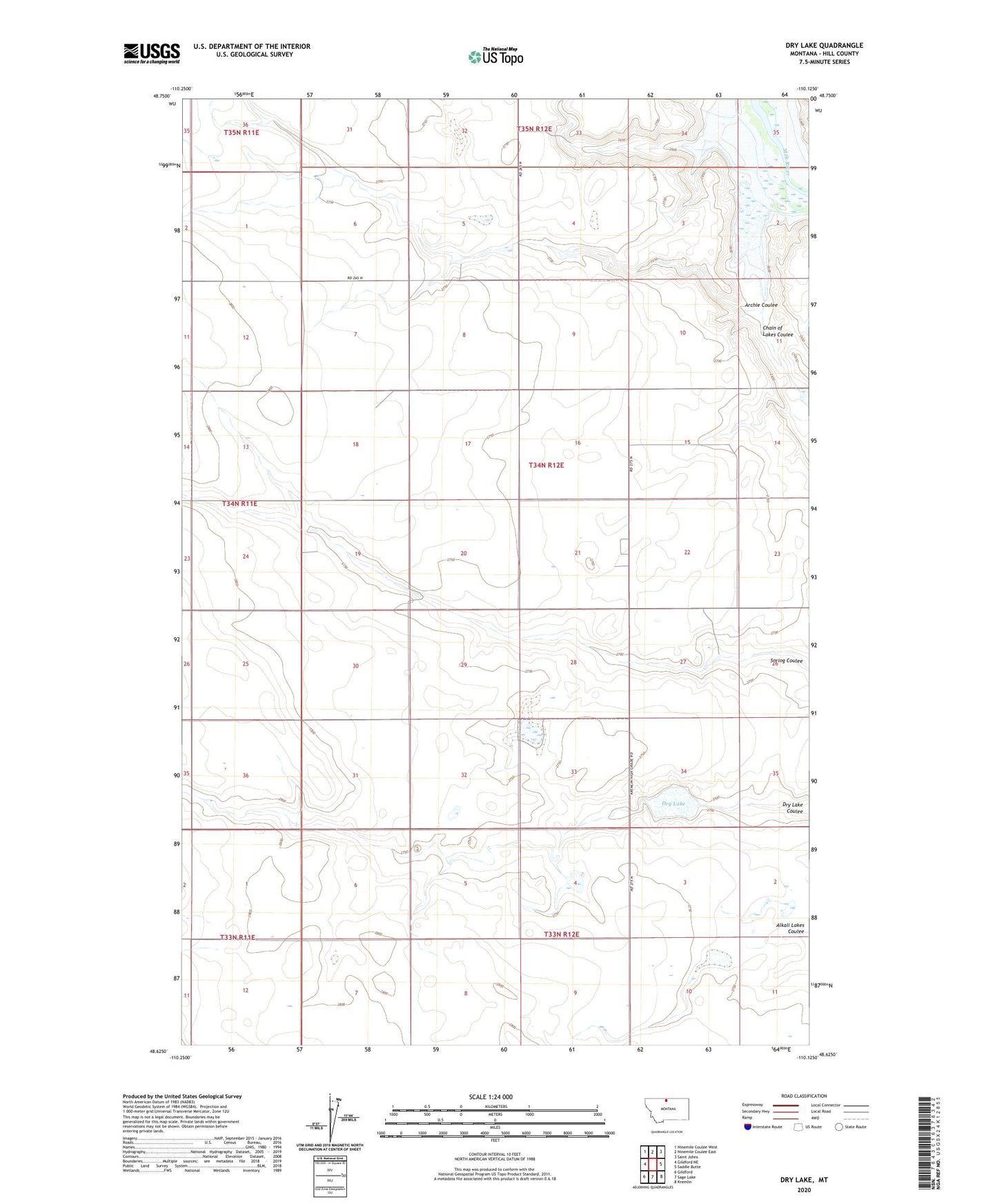 Dry Lake Montana US Topo Map Image