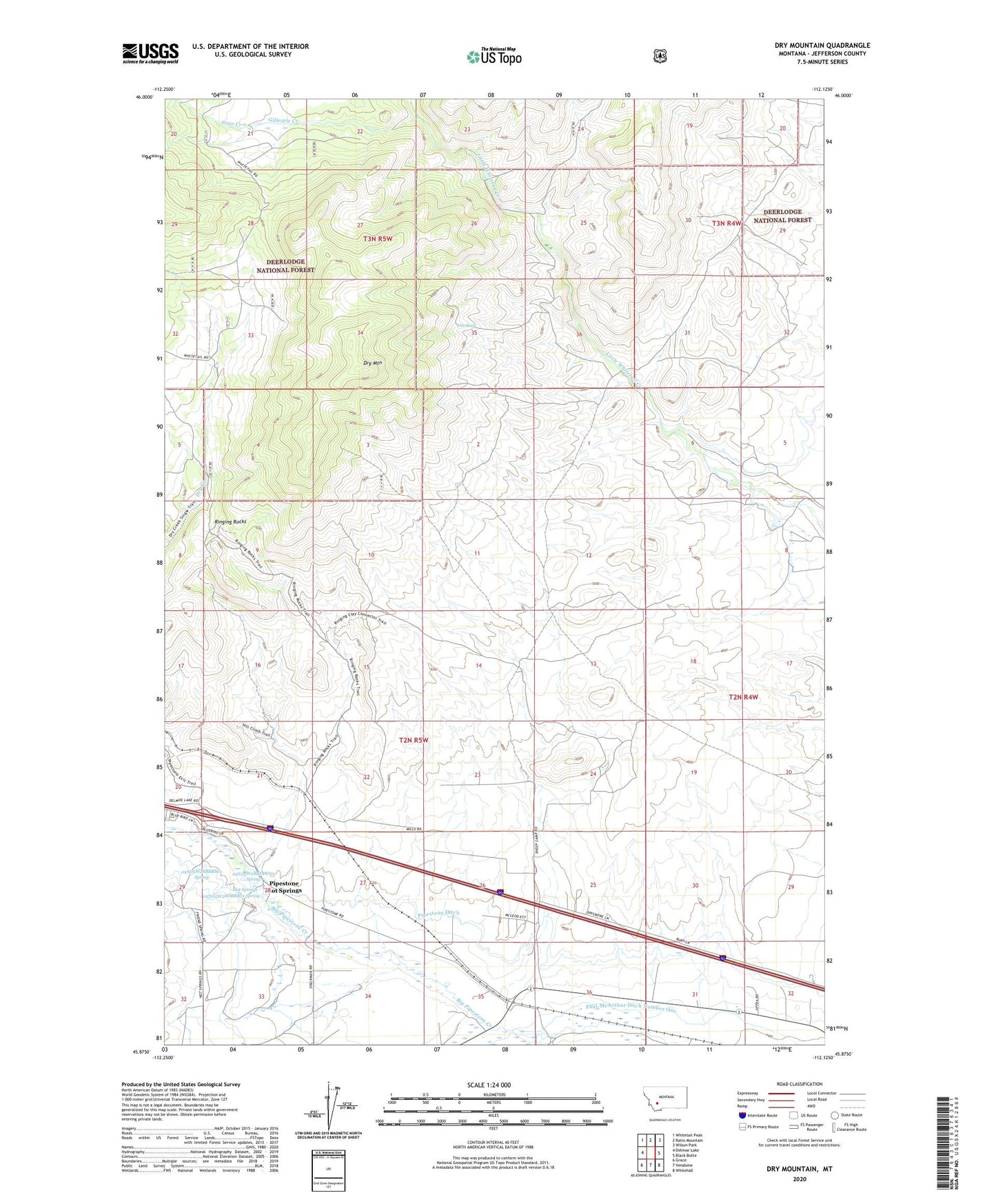 Dry Mountain Montana US Topo Map Image