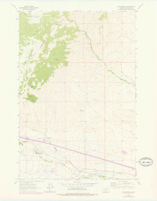 Classic USGS Dry Mountain Montana 7.5'x7.5' Topo Map Image