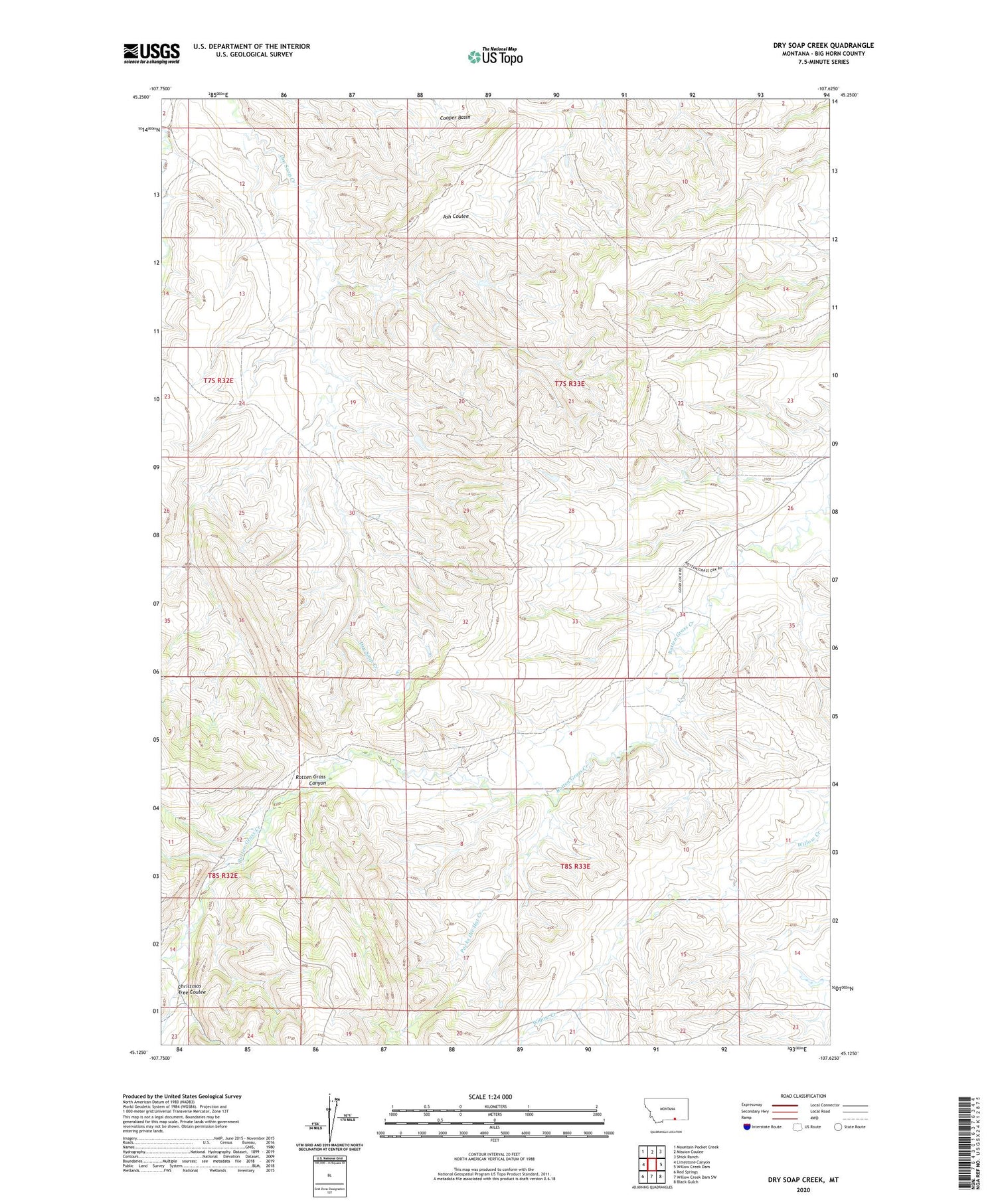 Dry Soap Creek Montana US Topo Map Image