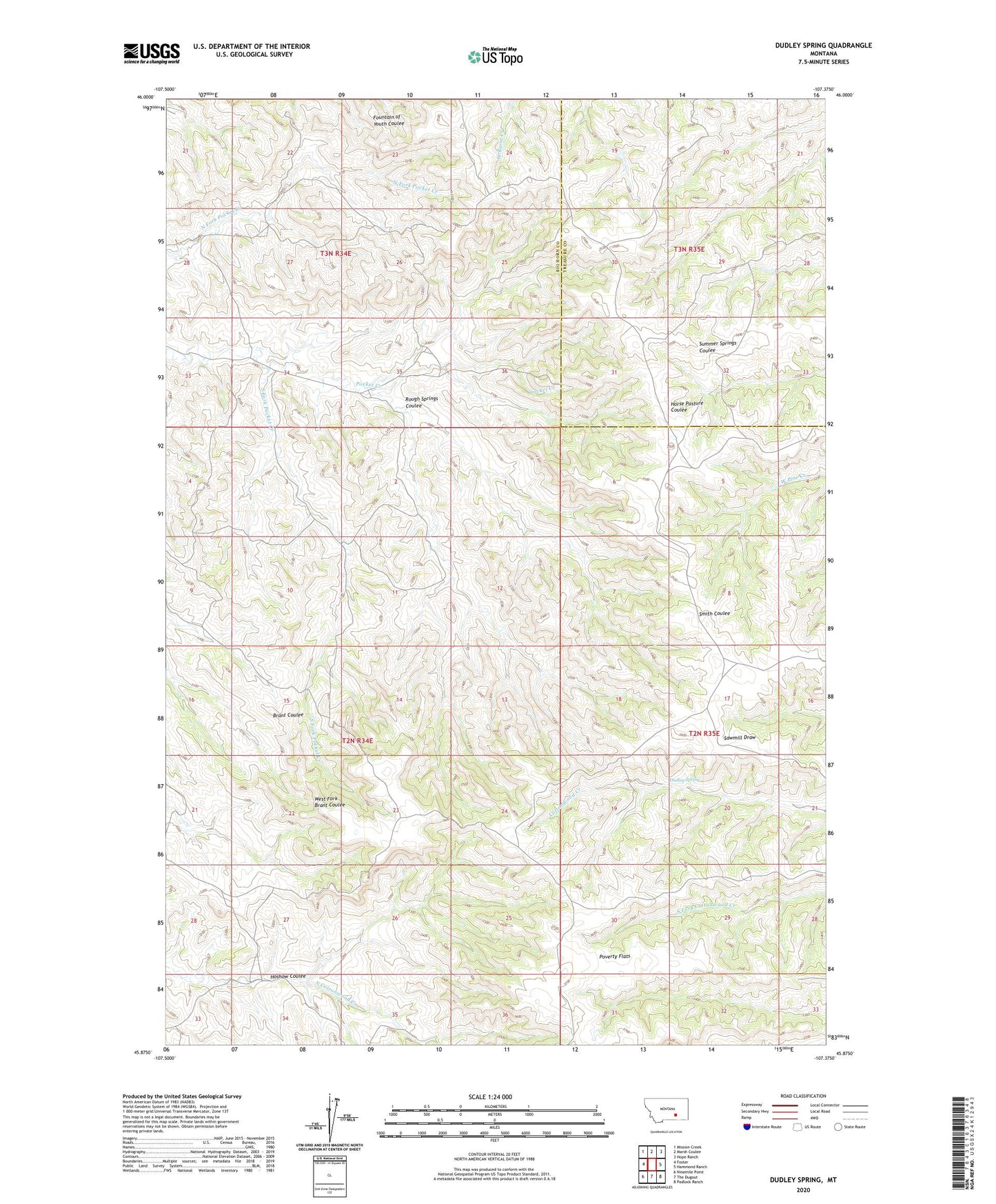 Dudley Spring Montana US Topo Map Image