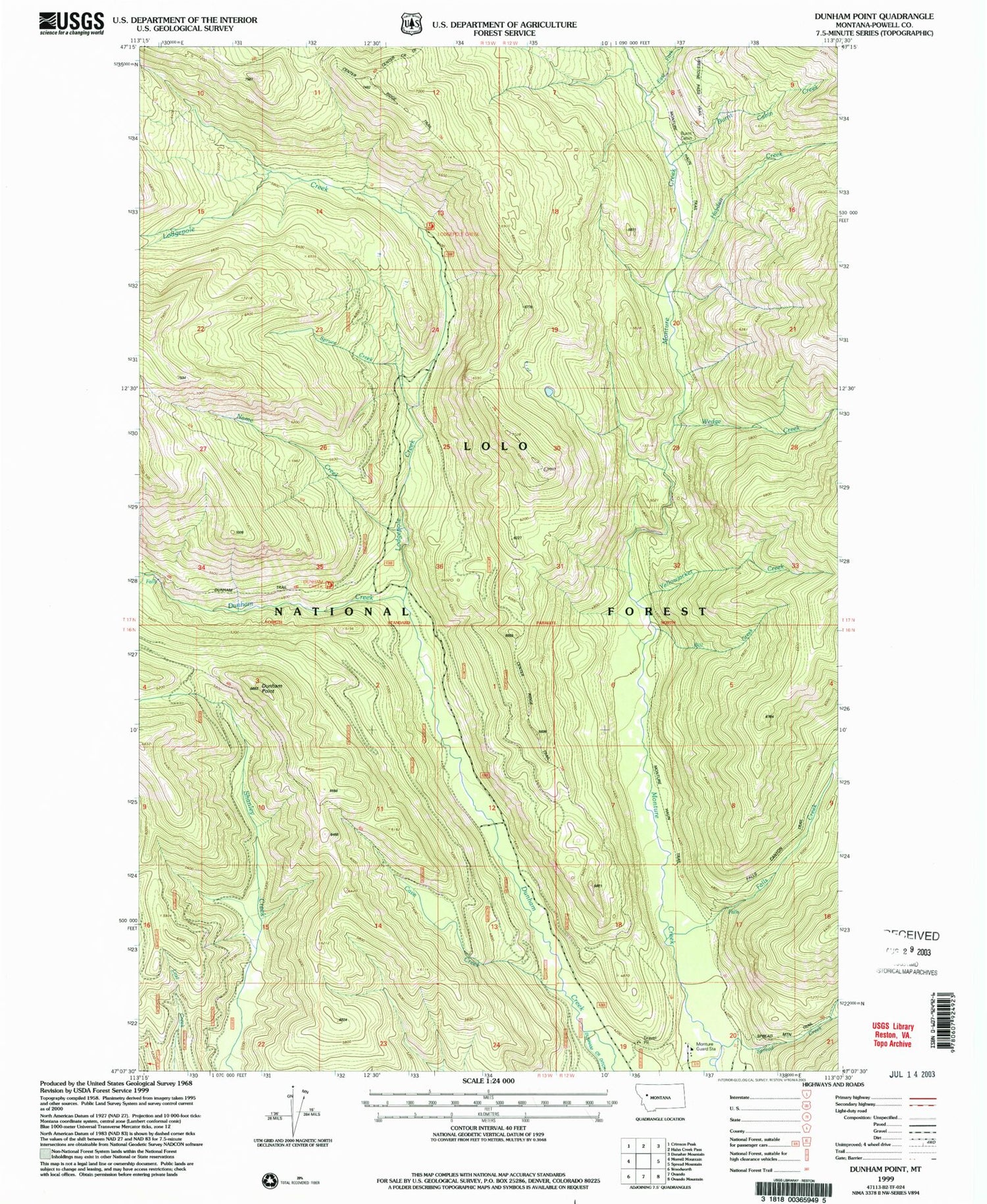 Classic USGS Dunham Point Montana 7.5'x7.5' Topo Map Image
