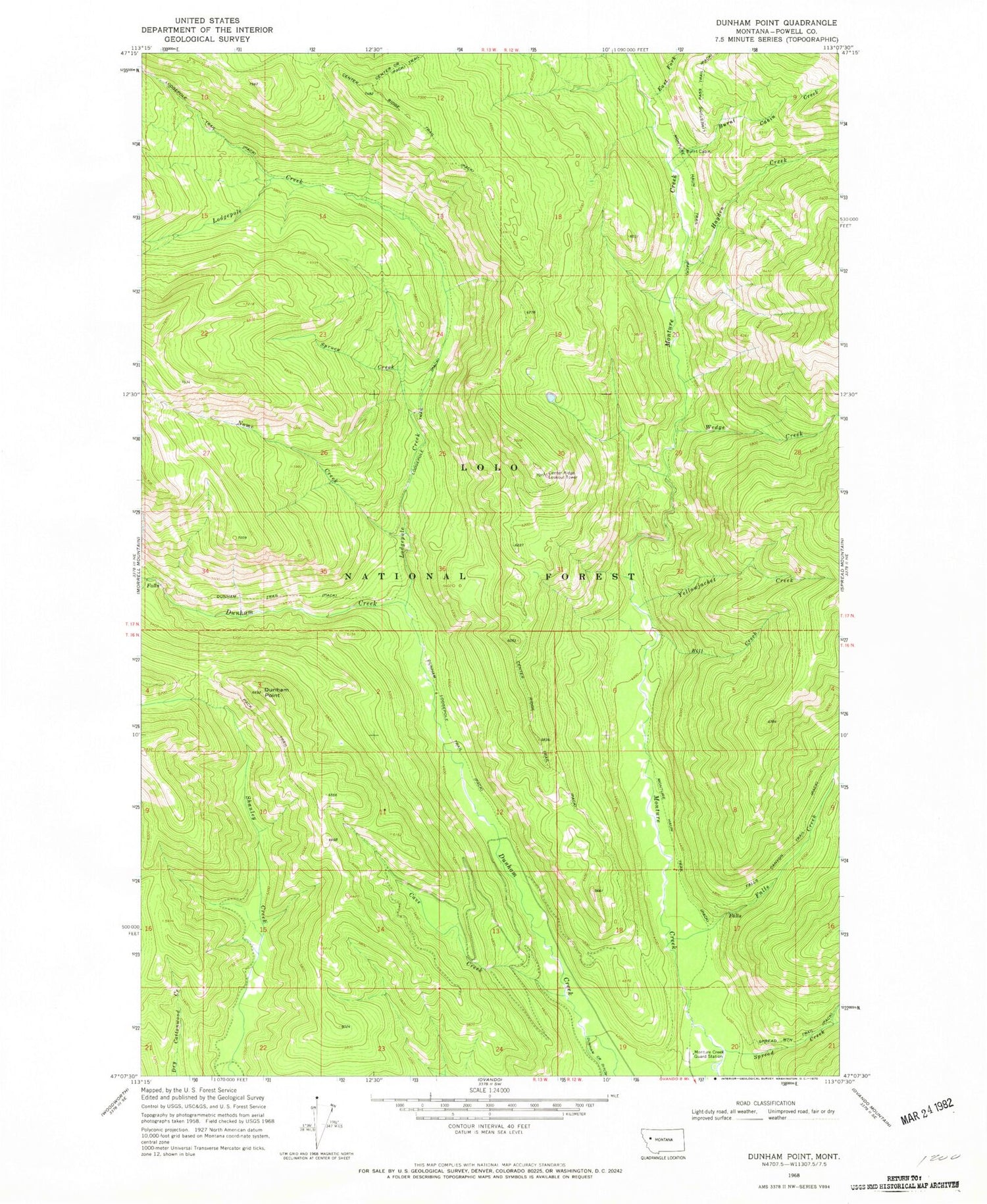 Classic USGS Dunham Point Montana 7.5'x7.5' Topo Map Image